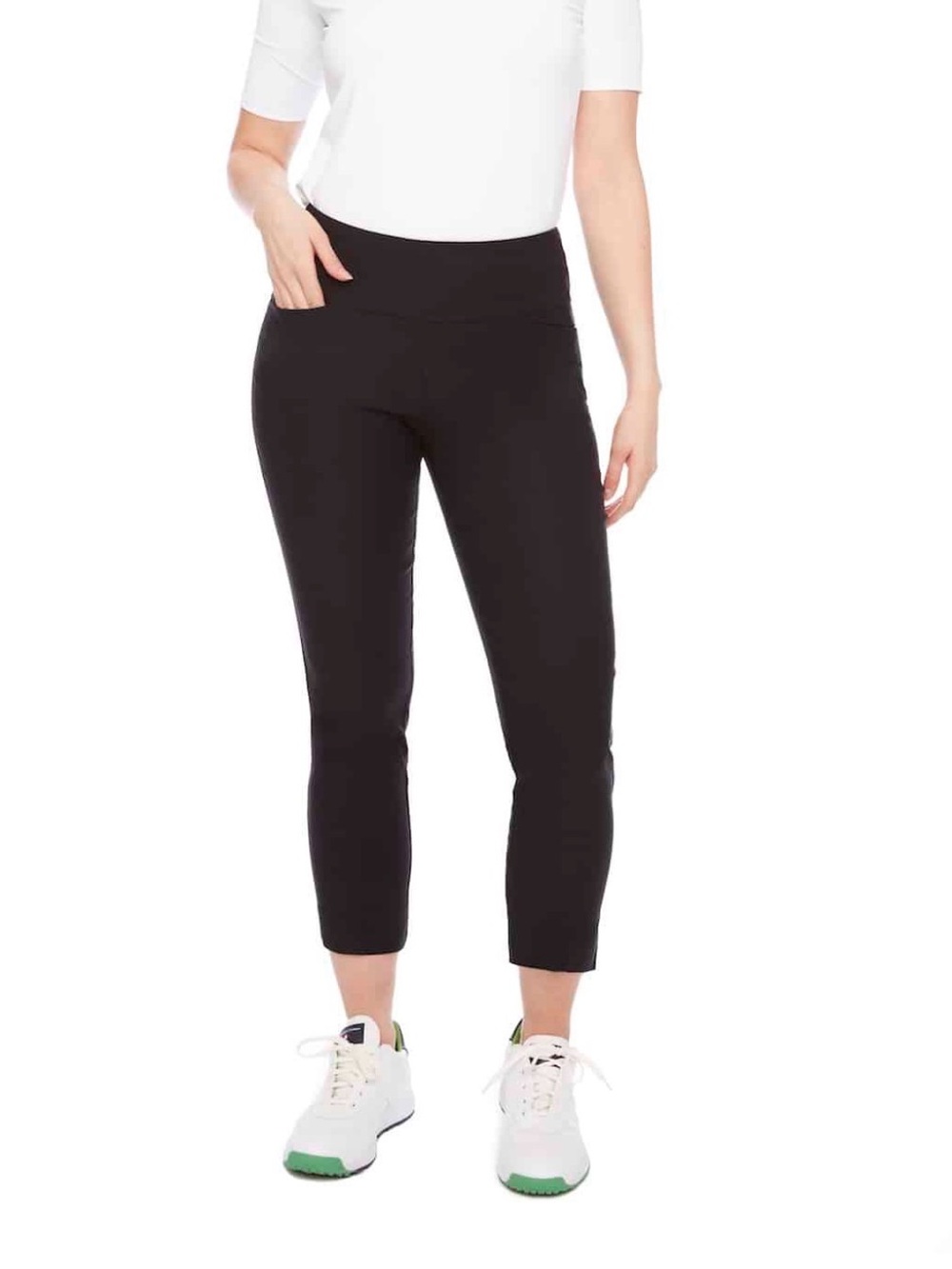 Swing Control Black Masters Cropped Golf Pants NEW 10 Pull On Tummy Control